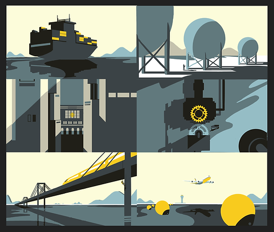 Six style frames in Commbank yellow.